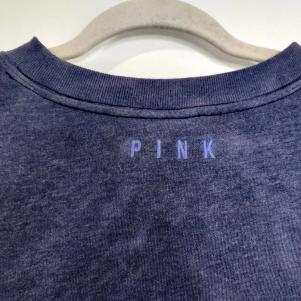 VS PINK Tie Dye Tricolor Crop Oversized Sweatshirt EUC sz M - Picture 2 of 9